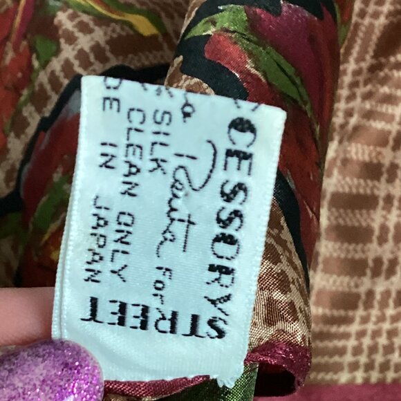 Oscar De La Renta Vintage 100% Silk Fall Autumn Scarf - Picture 9 of 10